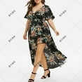 thumbnail image 2 of Edvintorg Plus Size Women Dresses Fashion Women Floral Printed V-Neck Short Sleeve Split Casual Beach Dress Summer Outfits for Women 2025, 2 of 6