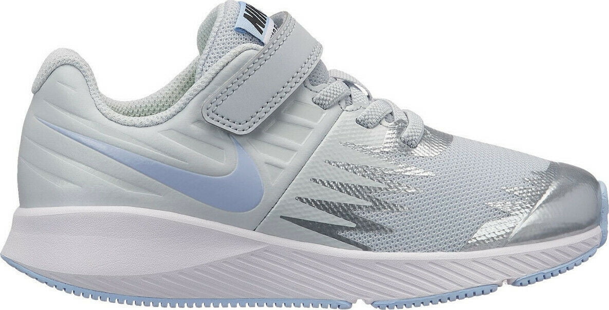 aguja Hora traductor Nike Kids Star Runner Running Shoes Pure Platinum/Royal Tint-White (PSV)  With Strap - Walmart.com