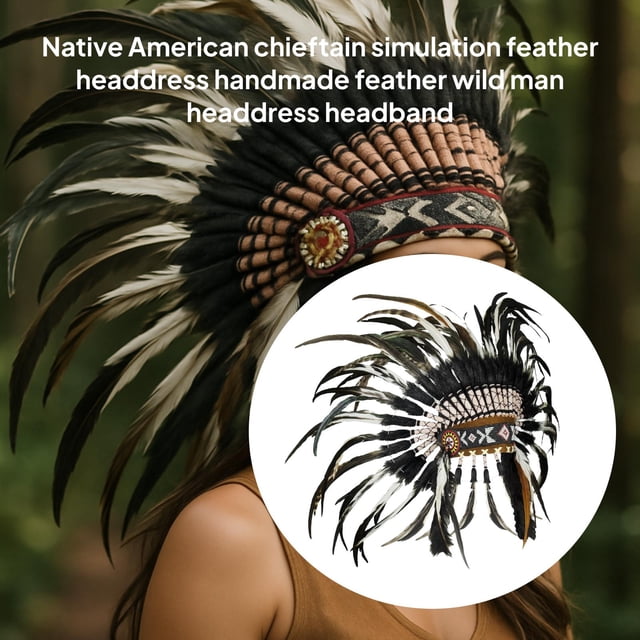 Tocado de plumas indias, accesorio fotográfico para disfrazarse, festivales y mascaradas.