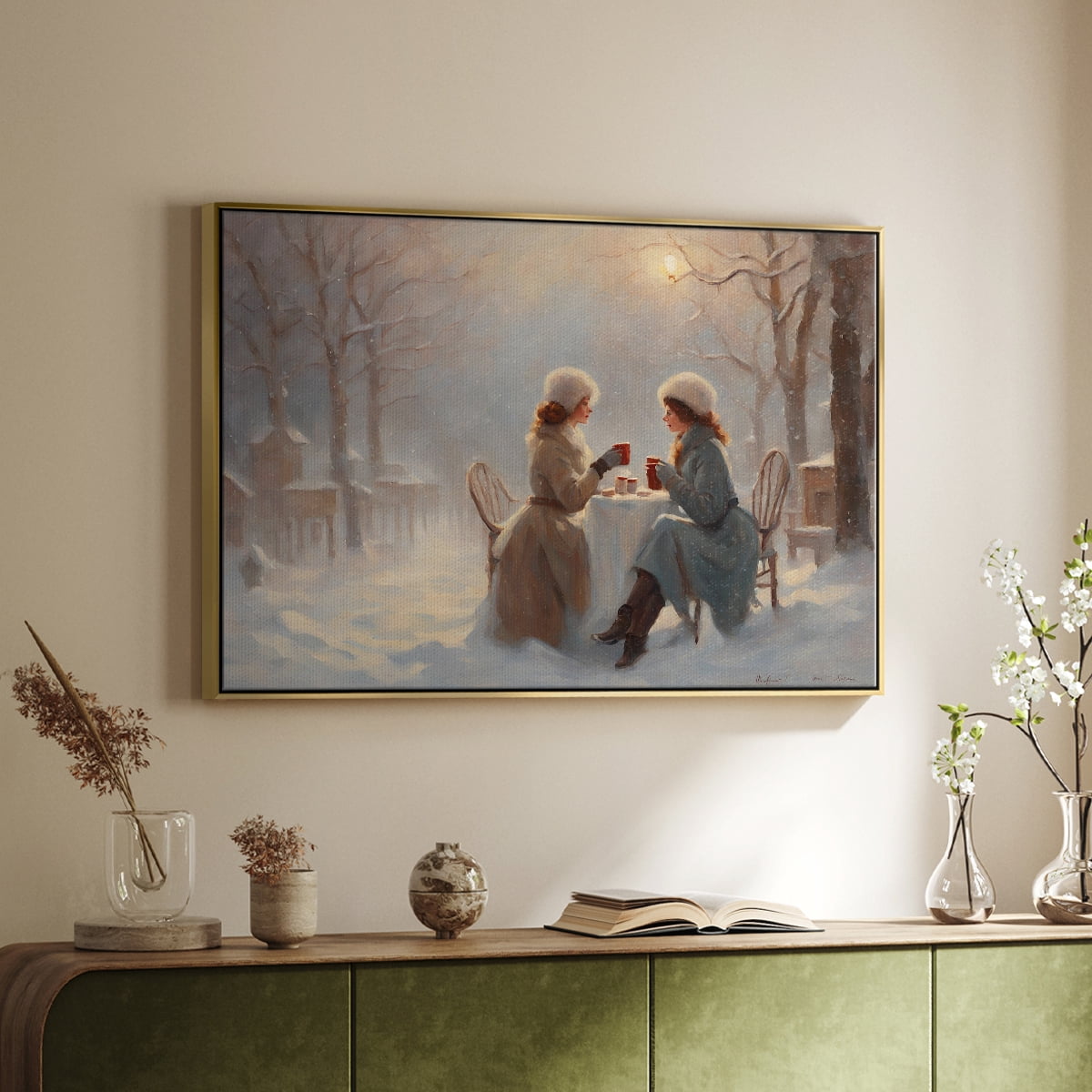 Vintage Landscape-CXC By Wexford Home Framed in Gold Wood Gallery Wrapped Canvas 27 in. x 41 in.