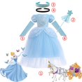 thumbnail image 1 of Vestido de princesa Cenicienta para niñas, vestido esponjoso con cuentas, disfraz de Halloween y Navidad, mariposas sin mangas Fivean unisex, 1 of 2
