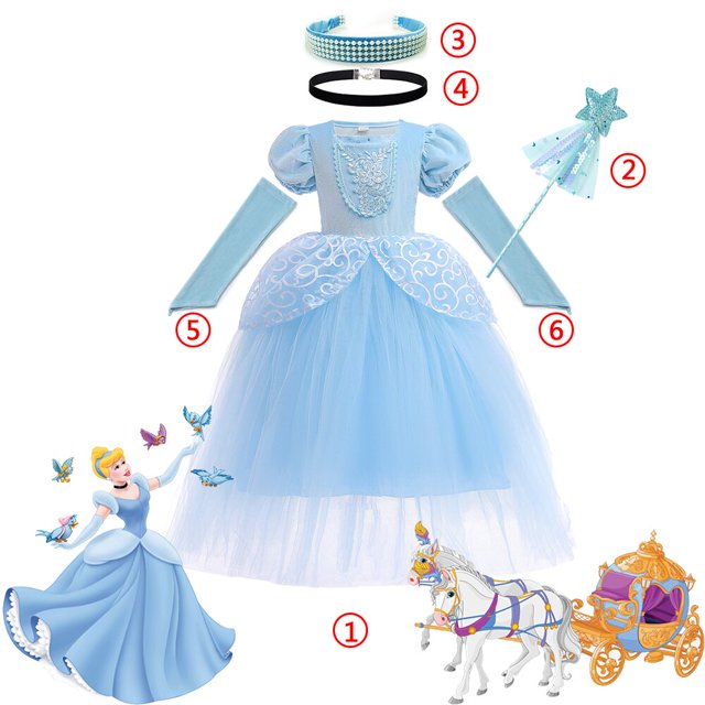 Vestido de princesa Cenicienta para niñas, vestido esponjoso con cuentas, disfraz de Halloween y Navidad, mariposas sin mangas Fivean unisex