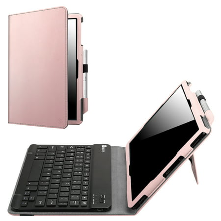 Bluetooth Keyboard Case for Samsung Galaxy Tab S4 10.5 2018 Model SM-T830/T835/T837 Leather Stand Cover Rose