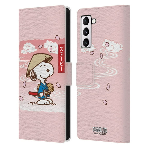 Head Case Designs Officially Licensed Peanuts Oriental Snoopy Samurai Leather Book Wallet Case Cover Compatible with Samsung Galaxy S21 5G