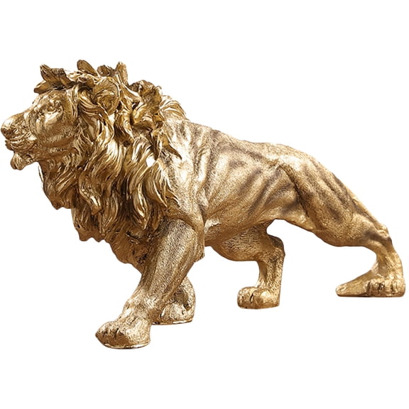Masteelf Golden Resin Lion Statue 3.5 Inch Decorative Figurine for Home Office Desk Ornament Compact Design