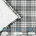 thumbnail image 3 of Bare Home Plush Sherpa Bed Blanket - Fluffy & Soft - Reversible - Lightweight - Twin/Twin XL, Stirling Plaid - Gray/White, 3 of 5