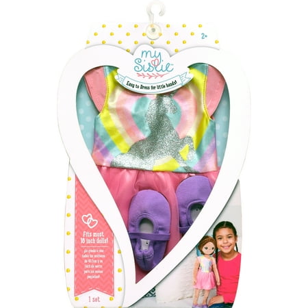 My Sistie Doll Unicorn Dress W/Shoes - Rainbow & Pink W/Purple Shoes