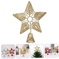 thumbnail image 5 of EXHUMKY Golden Christmas Tree Topper Star Ornament, 1Pc Iron Art Decorative Holiday Decoration, 5 of 8