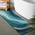 thumbnail image 2 of Blue and Gold Marble Shimmer Waves Pattern Bathroom Rugs Mat,Non Slip Microfiber Bathroom Rug,Rubber Backing,Soft Bathroom Mats for Bathroom Floor,Tub and Shower,47x17in(120x43cm), 2 of 4