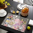 thumbnail image 3 of Bunny Easter Placemats Set of 8, Eggs Plaid Spring Floral Black White Farmhouse Placemats for Dining Table, Place Mats for Kitchen Tabletop, Waterproof Wipeable Dining Table Mats Set, 3 of 9