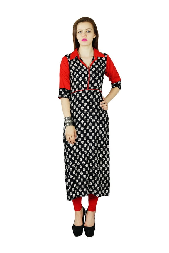 Women custom Kurta Kurti Rayon short Sleeve Summer Tunic Long Top Blouse Indian Clothing