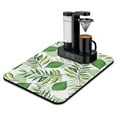 thumbnail image 1 of Elegant Dish Drying Mat with Sage Green Leaves Design - Perfect for Coffee Bars & Kitchen Counters - Large Size with High Absorbency, 1 of 7