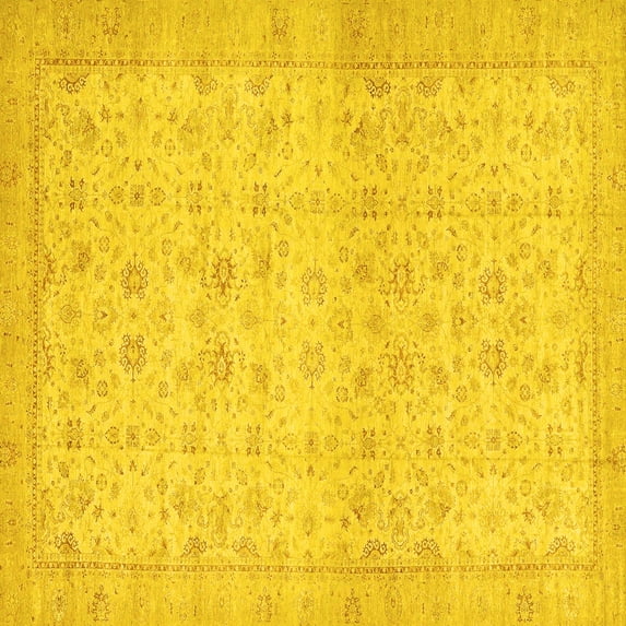 Ahgly Company Indoor Square Oriental Yellow Traditional Area Rugs, 4' Square
