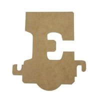 8" Wooden Letter E Unfinished, Train Font, Craft Cutout 1/4" Thick