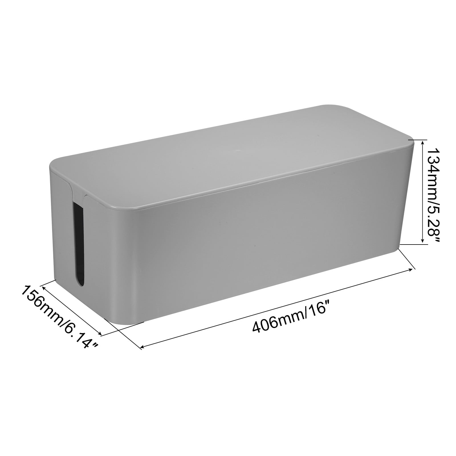Uxcell Cable Management Box PP Cord Organizer Box w Tie to Hide Wires & Power Strips for Home Large Gray
