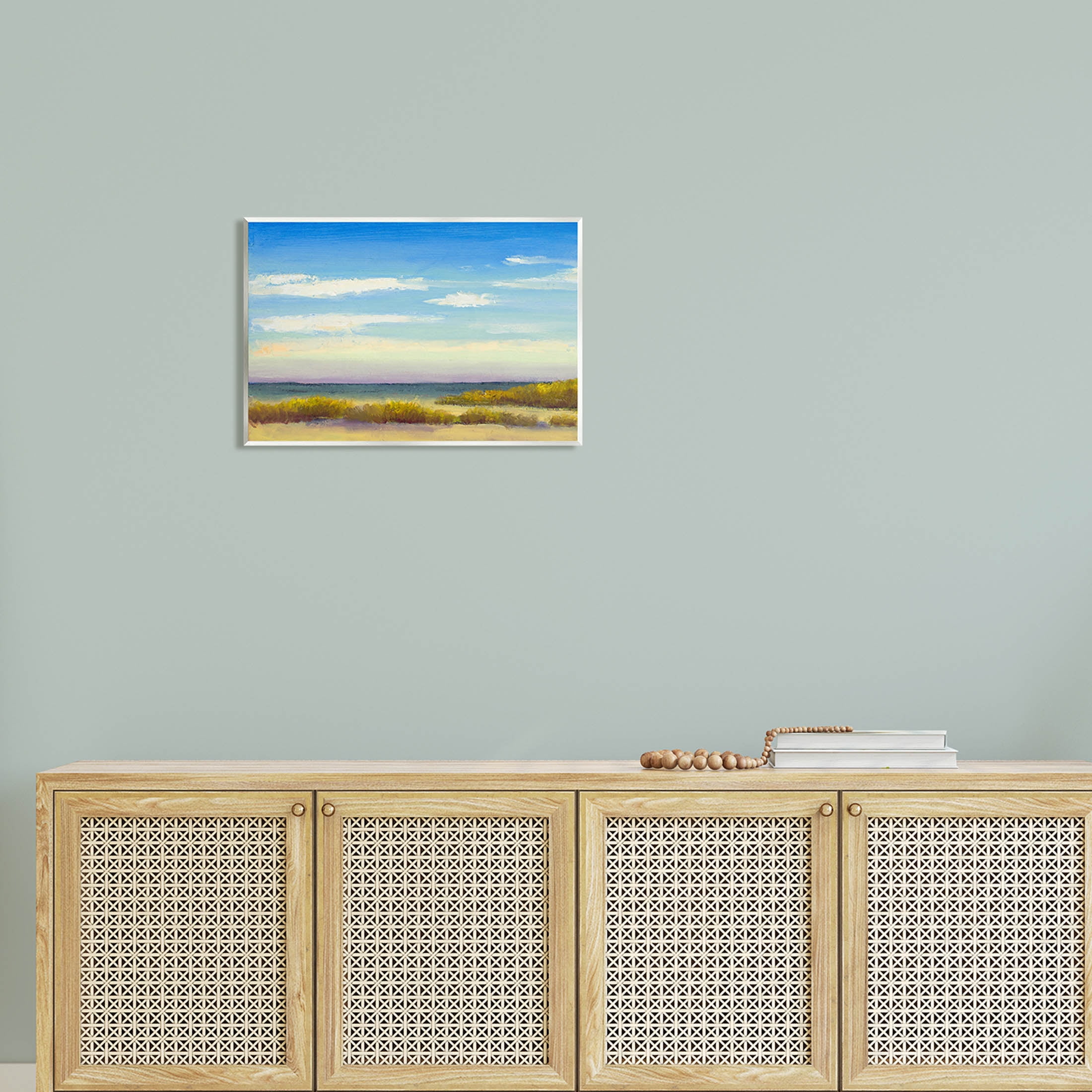 Coastal Beach Vivid Blue Sky Coastal Painting Unframed Art Print Wall Art
