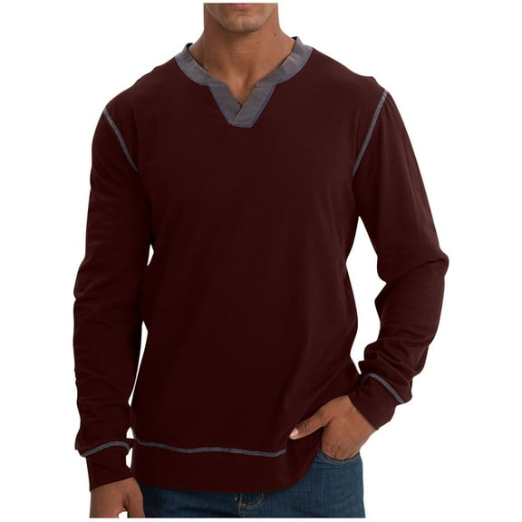 fatyb Men's Long Sleeve V Neck T-Shirts Casual Lightweight Pullover Comfortable Lounge Mens Tee Shirts