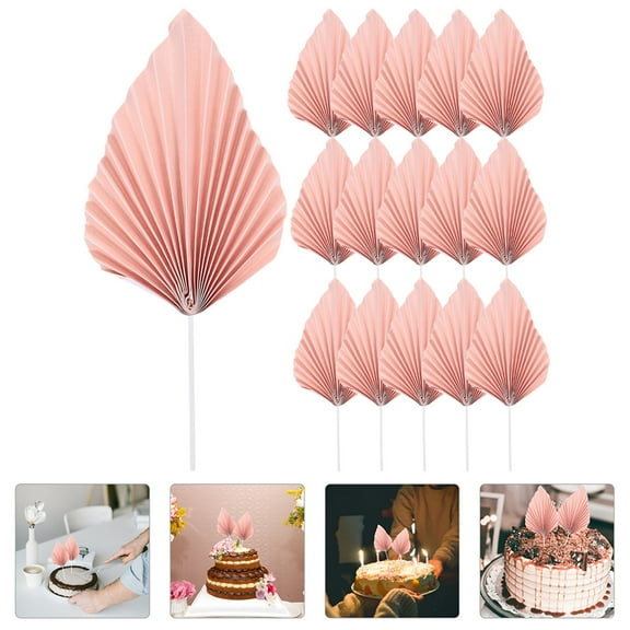 WRISTBIQUE 16pcs Palm Leaf Cupcake Toppers Plastic Decorations for Baking Party Supplies
