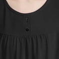 thumbnail image 5 of FRSASU Women's Short Sleeve Crew Neck Cotton Linen Shirts Summer Ruched Front Vacation Solid Color Casual Daily Blouse Black, 5 of 5