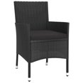 thumbnail image 3 of vidaXL 9 Piece Garden Dining Set with Cushions Black Poly Rattan, 3 of 5