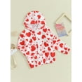 thumbnail image 3 of Bagilaanoe Little Girls Hooded Jacket Toddler Heart Print Long Sleeve Sweatshirt 3T 4T 5T 6T 7T 8T Kids Fall Casual Outwear, 3 of 9