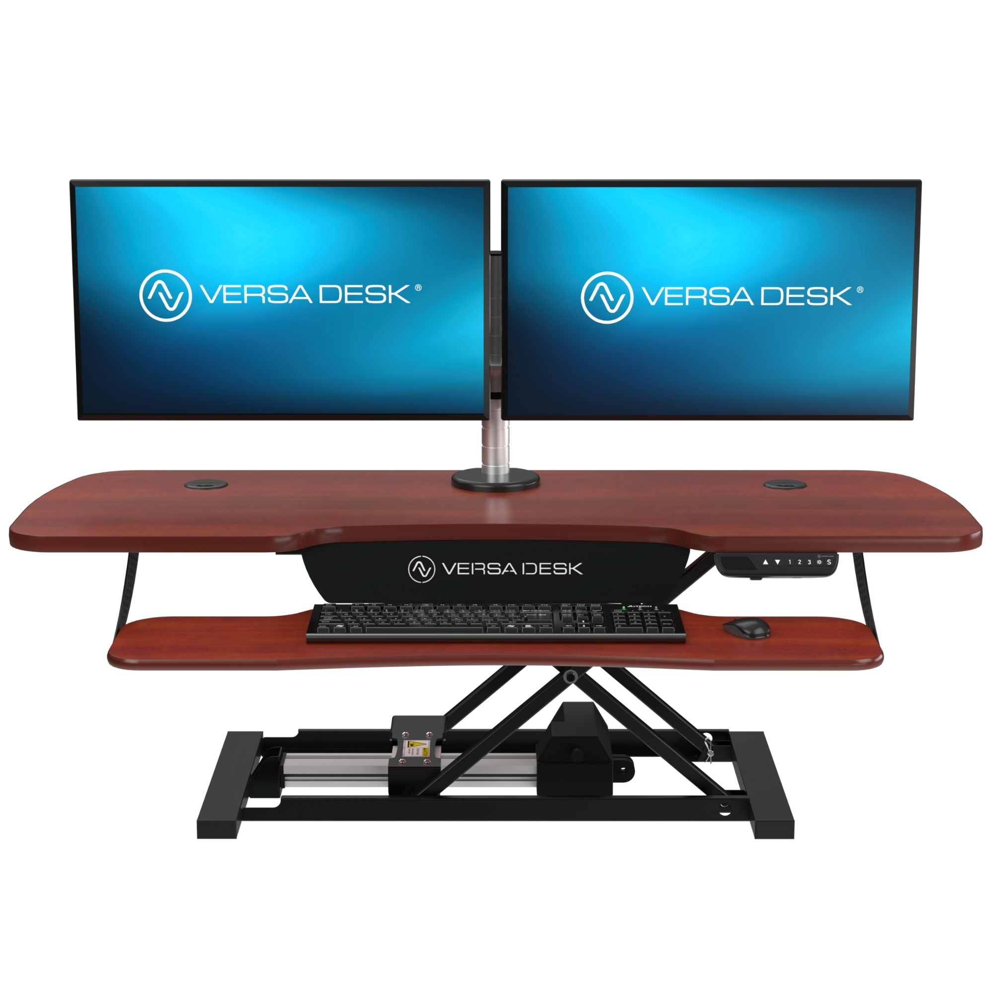 VersaDesk PowerPro Elite 48" Electric Standing Desk Converter w/ Programmable Switch, USB Port & Mobile APP, Cherry