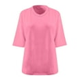 thumbnail image 3 of cocolona Womens Plus Size Summer 3/4 Sleeve Tops Oversized V Neck Lightweight T-shirts Fashion Casual Solid Color Blouse XL, 3 of 5