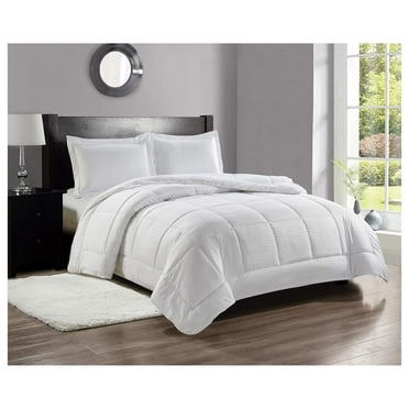 Home by Decor&More Full/Queen Size Reversible Down Alternative Embossed Stripe Comforter (86" x 86") - White