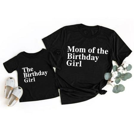 

ERTUTUYI Women Summer Casual Solid Color O Neck Funny Print Parent Child Shirt Short Sleeve Mommy And Me T Shirt Top Black 110