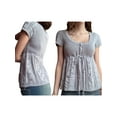 thumbnail image 4 of hirigin Women Fashion Wild Knitted Tops Solid Color Round Neck Short Sleeve Buttons Tie-Up Front Shirts Pockets Casual Streetwear, 4 of 9