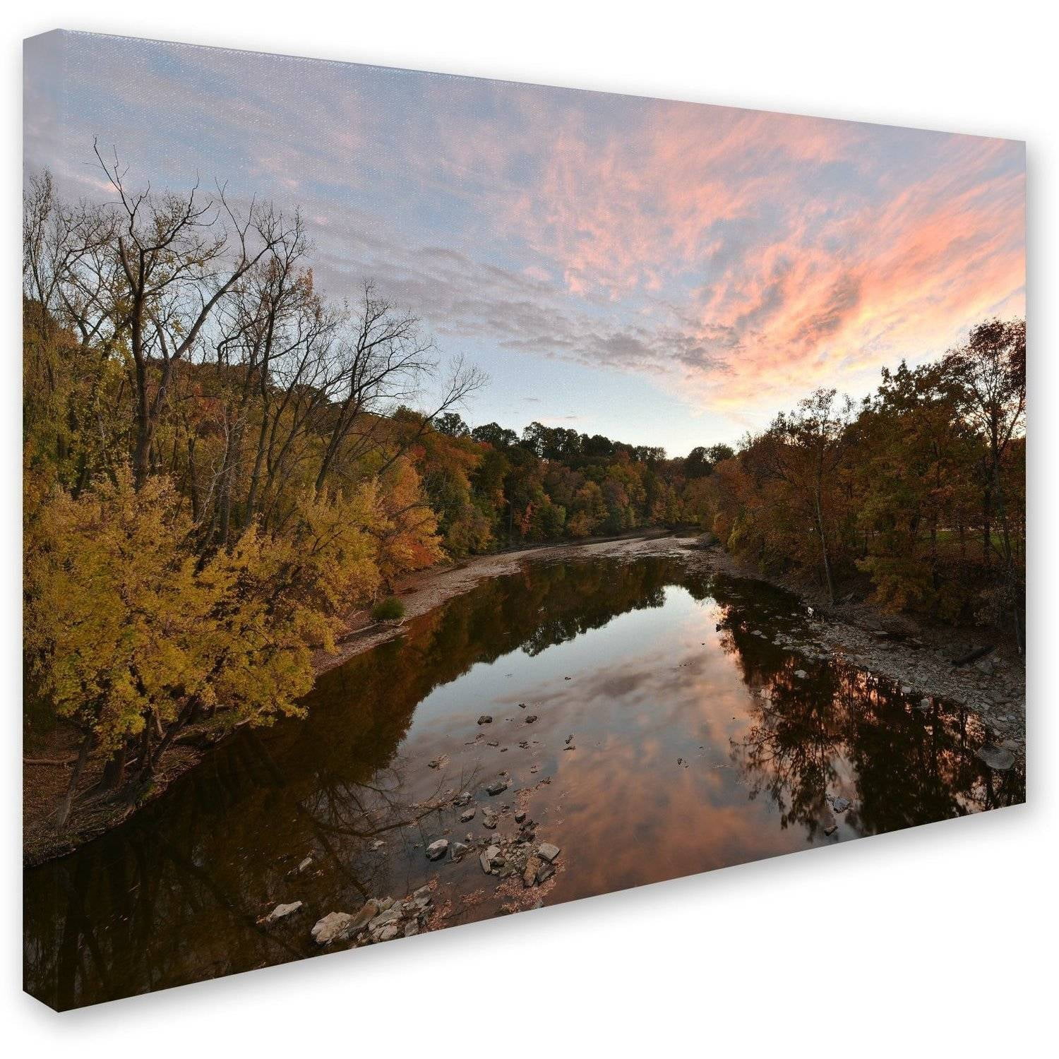 Trademark Fine Art "Rocky River Autumn Sunset" Canvas Art by Kurt Shaffer