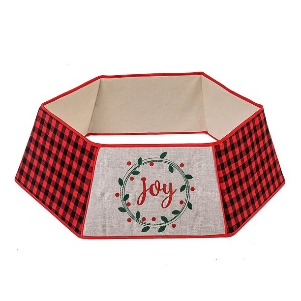 Christmas tree car m Faldas de árbol de Navidad con estampado de cuadros navideños, decoraciones navideñas para fiestas de Año Nuevo, falda de árbol de Navidad, almacenamiento ple