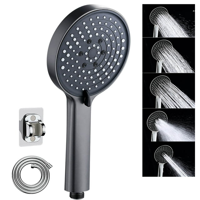 Rbaofujie Hand Shower Head 5-Speed Turbocharged Shower Head Shower Drop and Wear Shower Head Handheld 5-Point Universal Interface Rainfall Shower Head