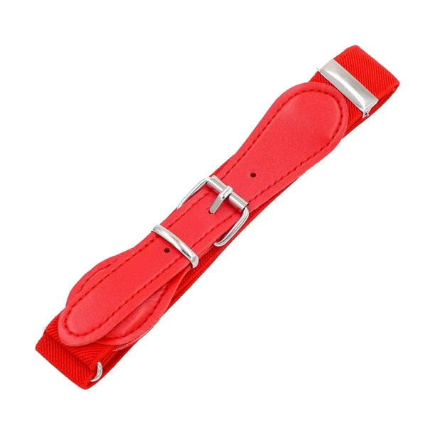Cinturón para niños Cinturón de cuero sintético Cinturón elástico ajustable Cinturón para pantalones Accesorios Pin Rojo
