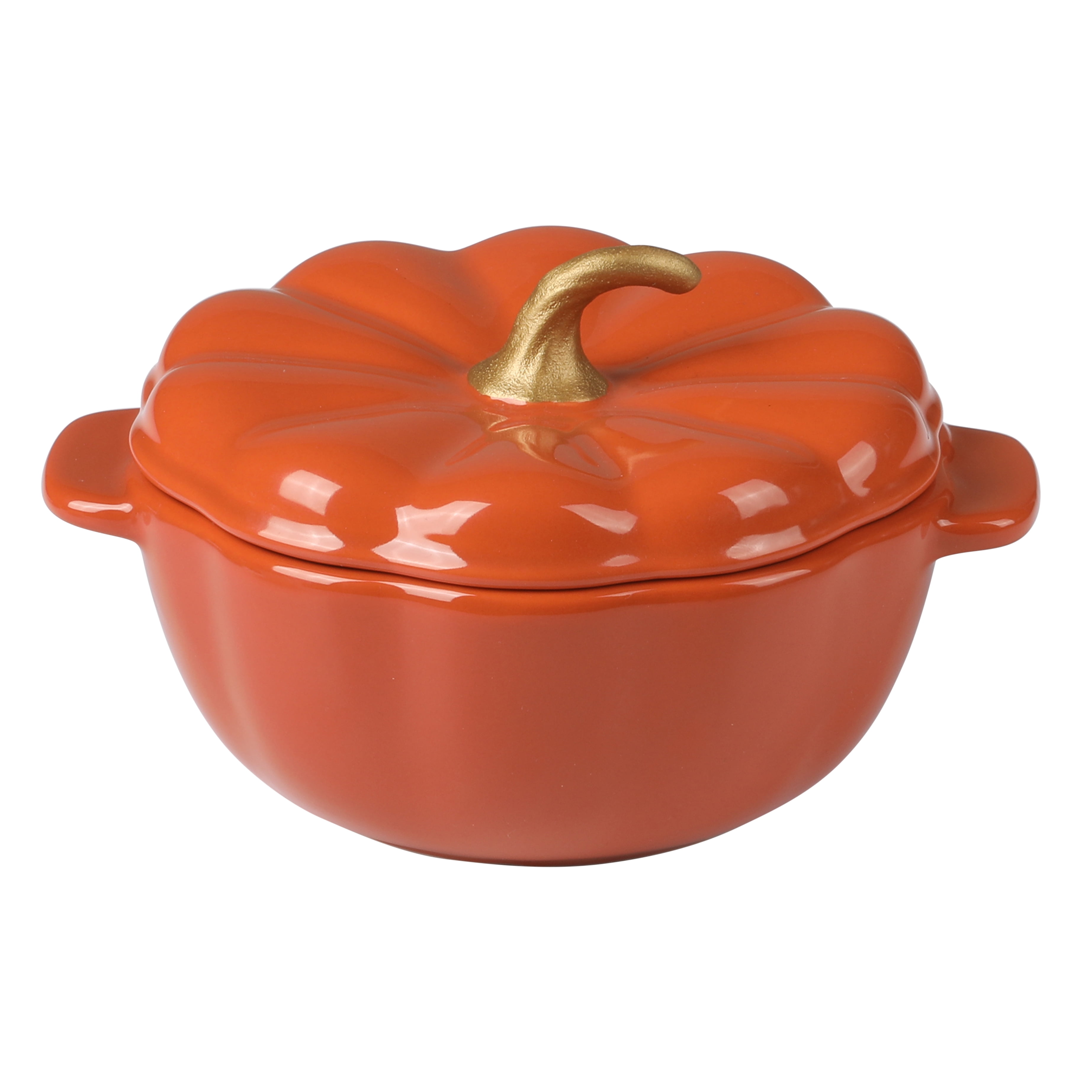 The Pioneer Woman .5 Quart Pumpkin Stoneware Mini Cocottes with Lids, Orange, Set of 3