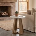 thumbnail image 6 of Fnova 19.68‑Inch Round Side End Table, Angled Multi‑Plank Wooden Base Side Table, for Living Room, Bedroom, 6 of 15
