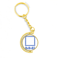 thumbnail image 1 of Square Area Azul ilustración patron Anillo de oro de metal llavero llavero, 1 of 3