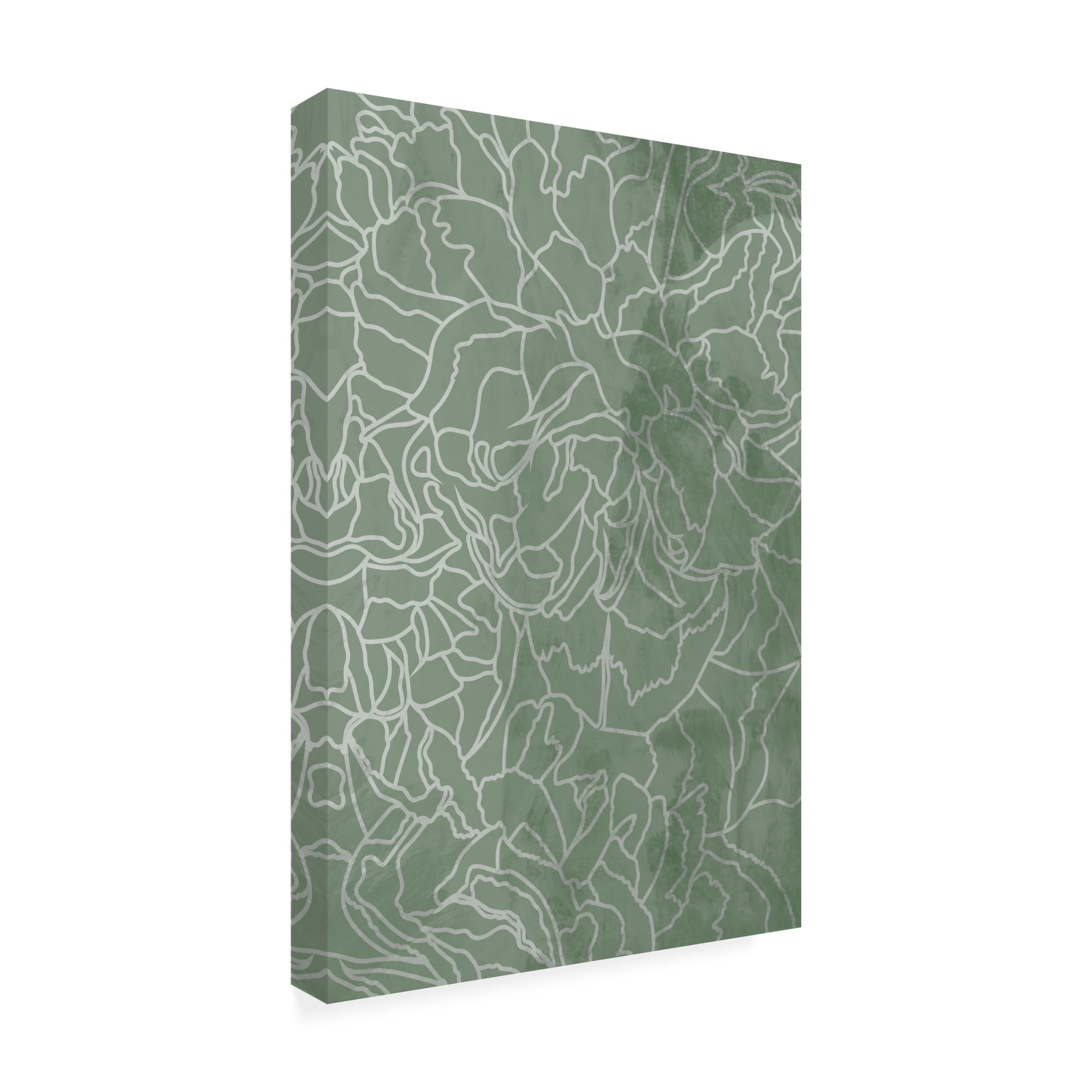Trademark Fine Art Sarah Manovski  Abstract sage green line drawing flowers Canvas Wall Art