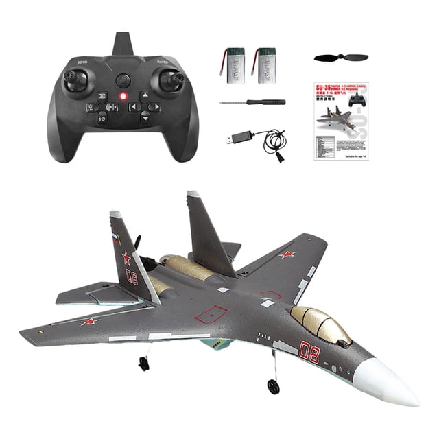 Avión de 6 ejes con Control remoto, avión profesional de 4 canales con mantenimiento de altitud - Avión teledirigido avanzado con control remoto y 2 baterías con luz