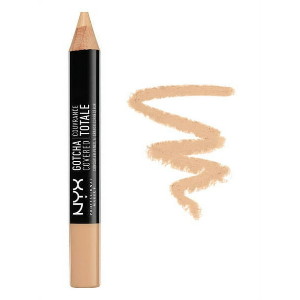 Nude Beige , NYX Professional Gotcha Covered Concealer Pencil , Cosmetics  Makeup - Pack of 2 w/ SLEEKSHOP Teasing Comb 