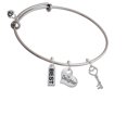 thumbnail image 1 of Open Heart Key Daughter Heart Expandable Bangle Bracelet, 1 of 1