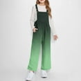 thumbnail image 3 of AJTQTH Fashion Girls Fleece Overalls Kids Winter Loose Casual Solid Color/Plaid/Tie Dye/Gradient Color Print Spaghetti Strap Wide Leg Winter Fuzzy Thick Warm Jumpsuit Rompers with Pockets 5-6 Years, 3 of 9