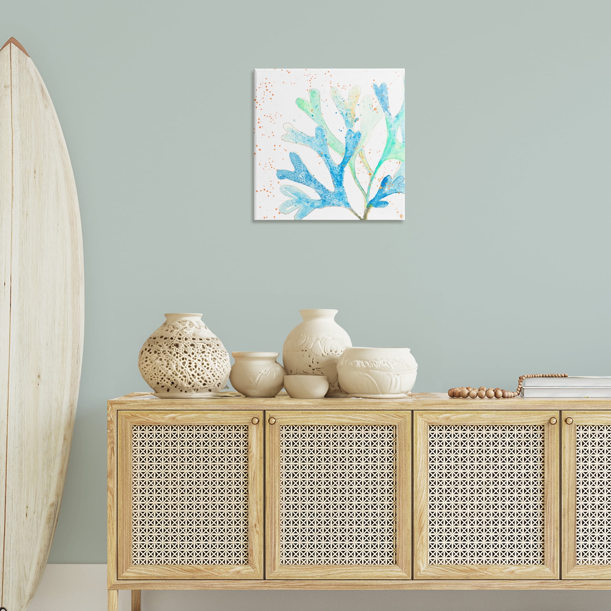 Stupell Industries Modern Blue Coral Coastal Painting Gallery Wrapped Canvas Art Print Wall Art, 24 x 24