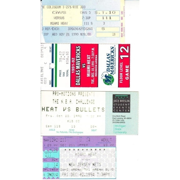 Miami Heat lot of 4 vintage 1990s ticket stubs (Glen Rice)