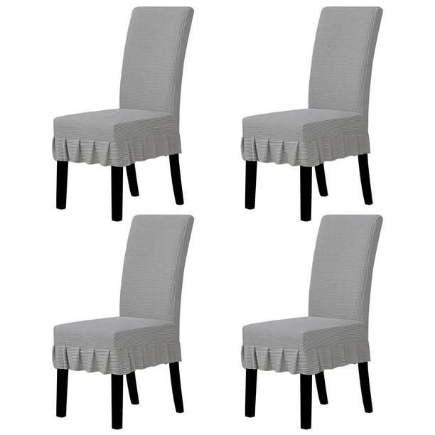 Fundas para sillas de comedor Parsons, elásticas y fáciles de usar, 4 unidades, grises