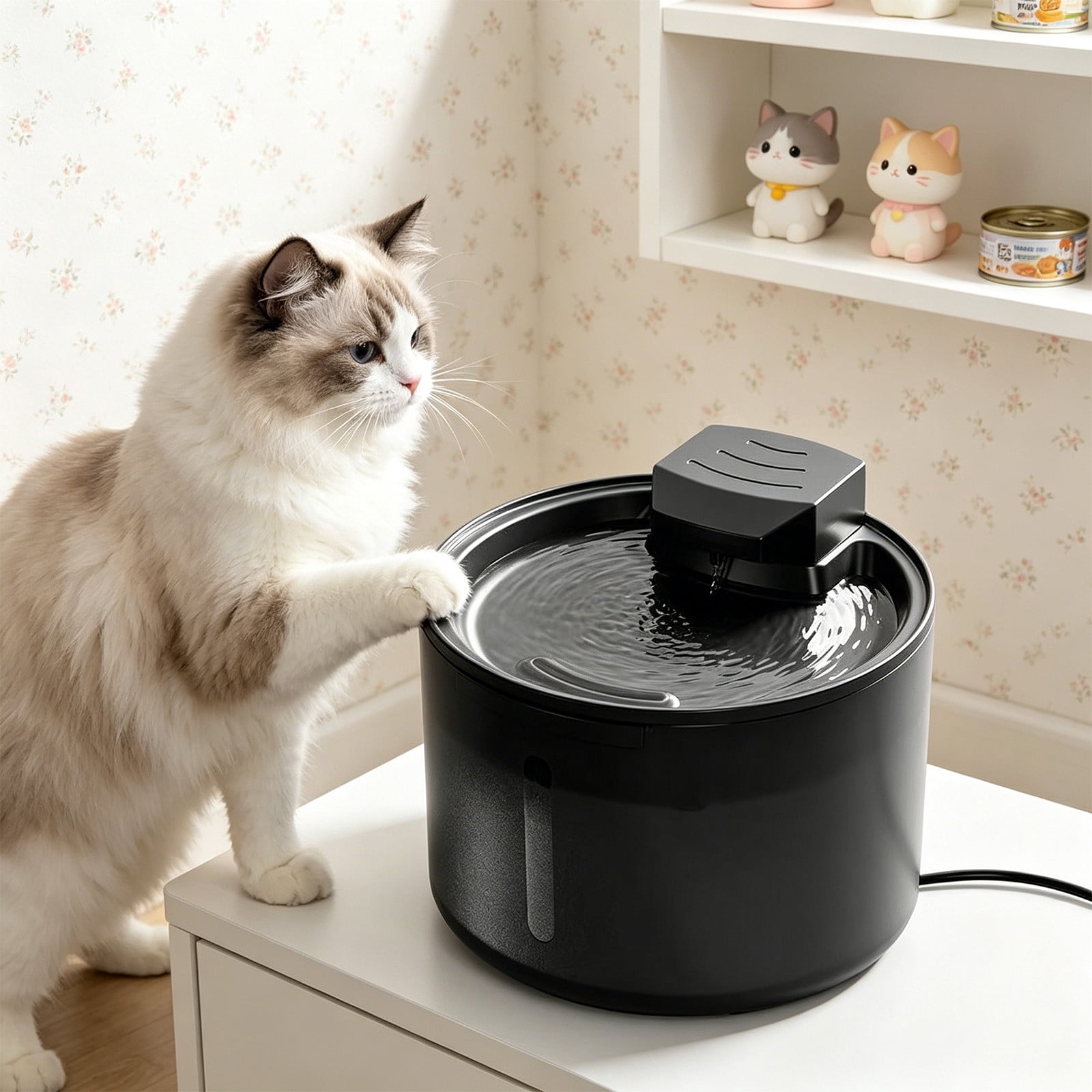 Pet Fountain, Automatic Cat Dog Water Dispenser 1.5L, Quiet Circulating Pump with Multi Stage Filtration, Easy Clean Indoor USB Powered Waterer