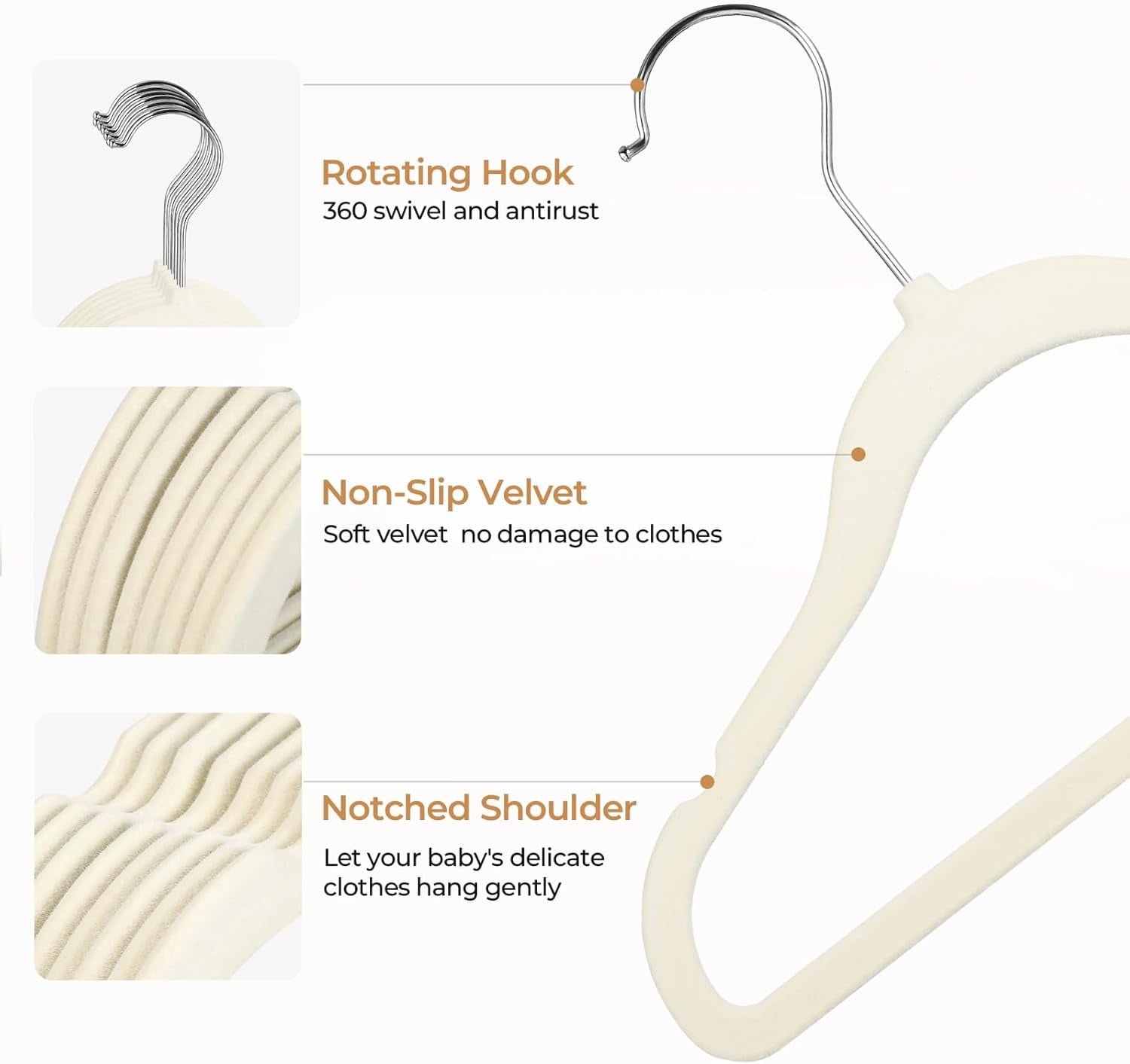 Kids Hangers Velvet 50 Pack 14" - Kids Felt Hangers Non Slip Toddler Hanger Childrens Hanger for Kid Blue,14.3 inch 50 Pack