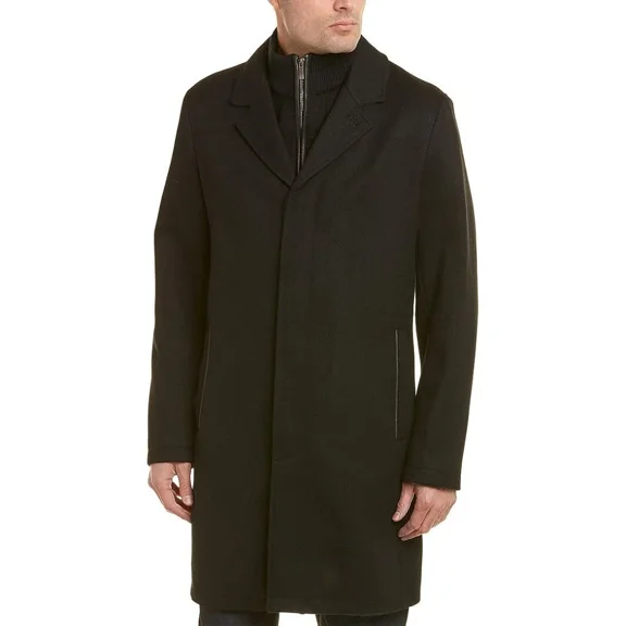 Cole Haan Men's Modern Wool Teill Top Coat with Removable Merino Knit Bib,Size M