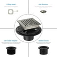 thumbnail image 2 of 4 Inch Square Shower Floor Drain, 304 Stainless Steel Shower Drain Cover Removable Grid Cover and Hair Filter Brushed CUPC Certified, 2 of 6