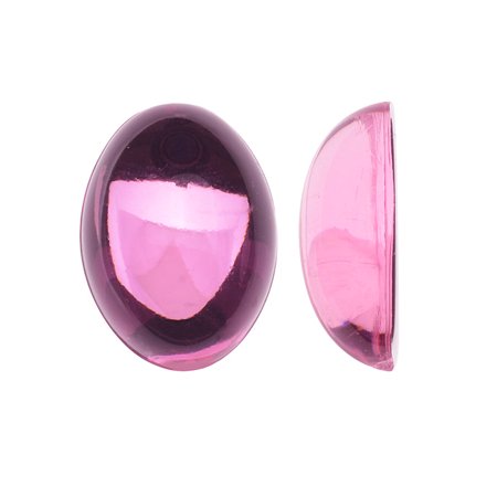 Lucite Plastic Ring - Vintage Lucite Plastic Oval Domed Cabochon - Rose / Foiled 13x18mm (8)
